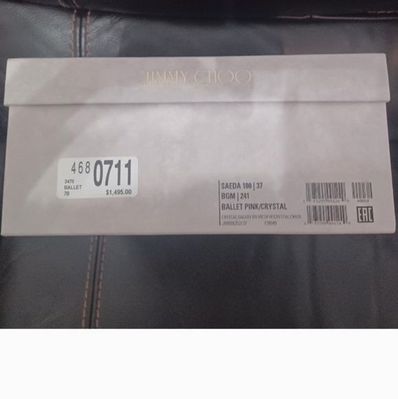 $1,495 *JIMMY CHOO* SAEDA 100 CRYSTAL EMBELLISHED HEELS Size 37 7B Ballet Pink - Picture 7 of 15